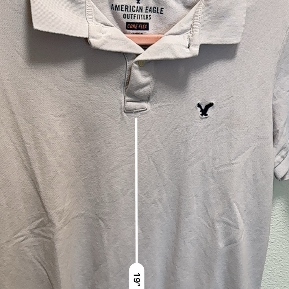American Eagle Outfitters Men's Small Light Gray Polo, Casual 0036 - Picture 4 of 6